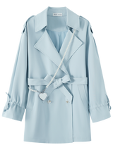 British Style Blue Trench Coat - WOMONA.COM