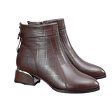 Thick-heel Mother's Leather Boots - WOMONA.COM