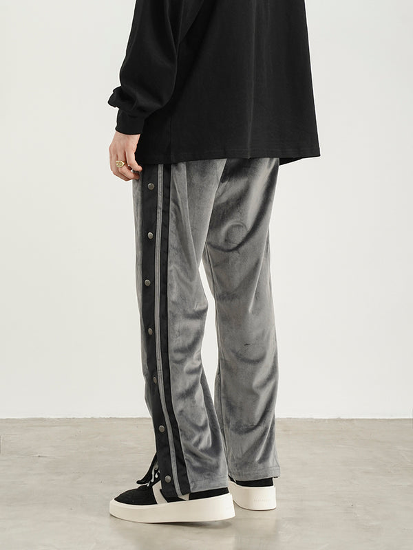 Velvet-breasted Straight-leg Sweatpants - WOMONA.COM