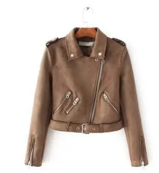 Suede Zipper Jacket - WOMONA.COM