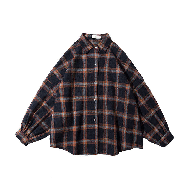 Plaid casual long sleeve shirt men - WOMONA.COM