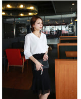 Korean style short sleeve chiffon shirt women - WOMONA.COM