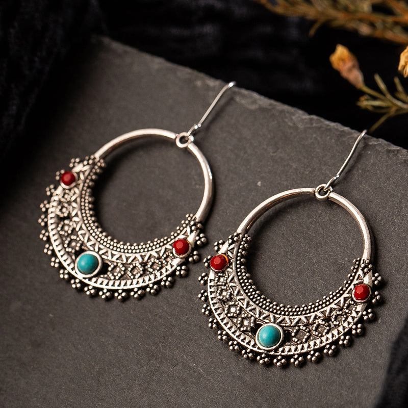 Drop-shaped alloy pendant earrings - WOMONA.COM