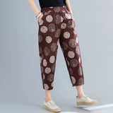 Printed Cotton Linen Pants Women's - WOMONA.COM