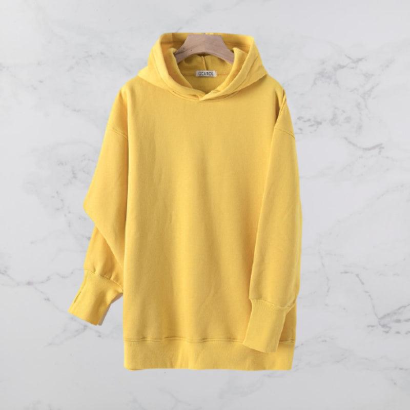 Solid color hooded sweater - WOMONA.COM
