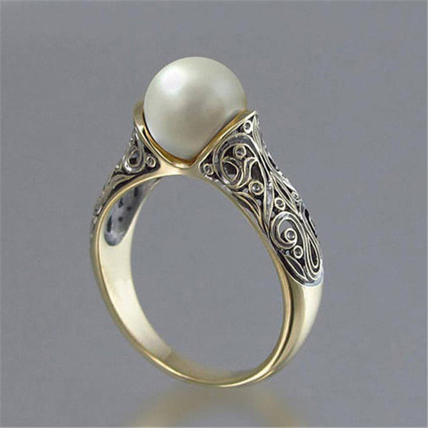 Inlaid artificial ABS pearl ring - WOMONA.COM