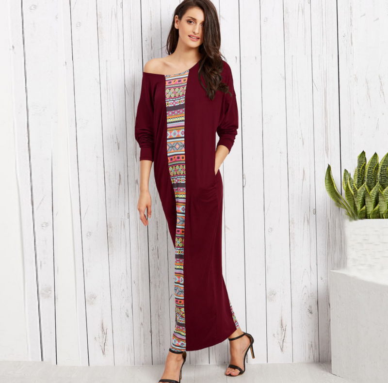 Long sleeve plus size dress - WOMONA.COM