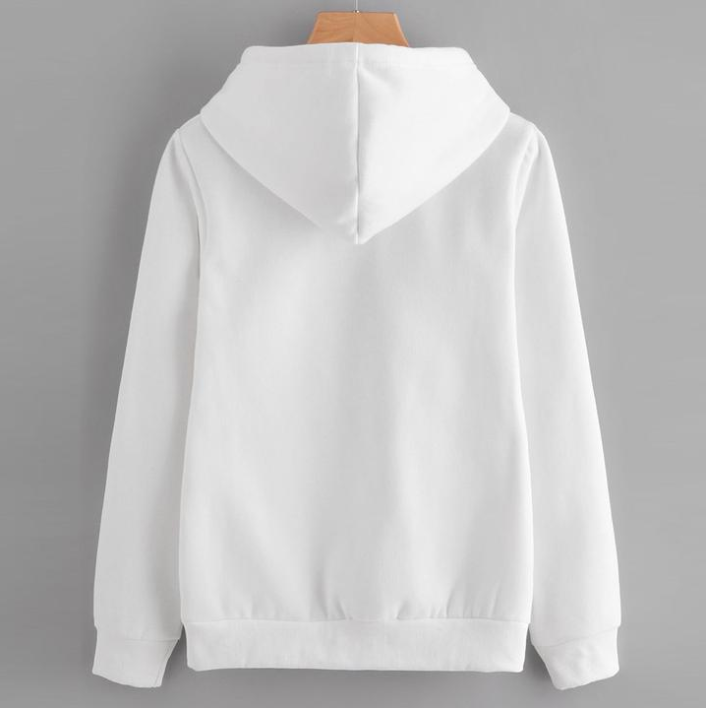 Printed hooded loose sweatshirt - WOMONA.COM