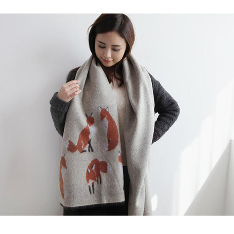 Thick Warm Jacquard Scarf - WOMONA.COM