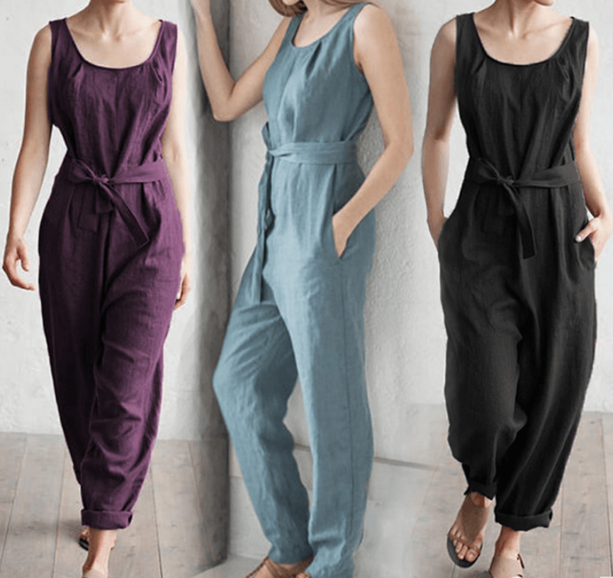 cotton casual jumpsuit trousers - WOMONA.COM