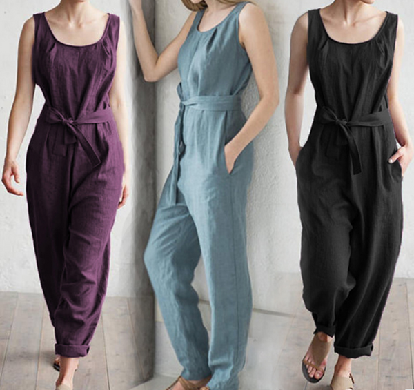 cotton casual jumpsuit trousers - WOMONA.COM