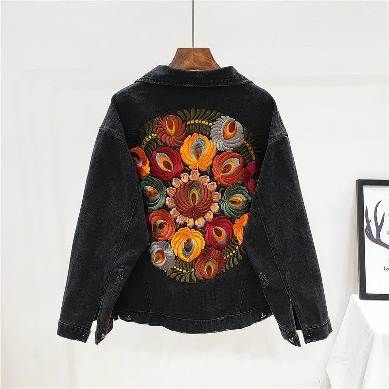 Women's embroidered denim jacket - WOMONA.COM