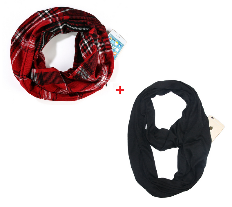 Cashmere plaid scarf invisible pocket bib - WOMONA.COM