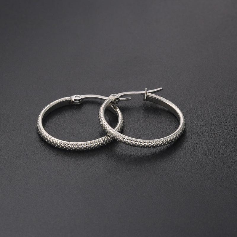 Men's Stainless Steel Hinged Hoop Earrings