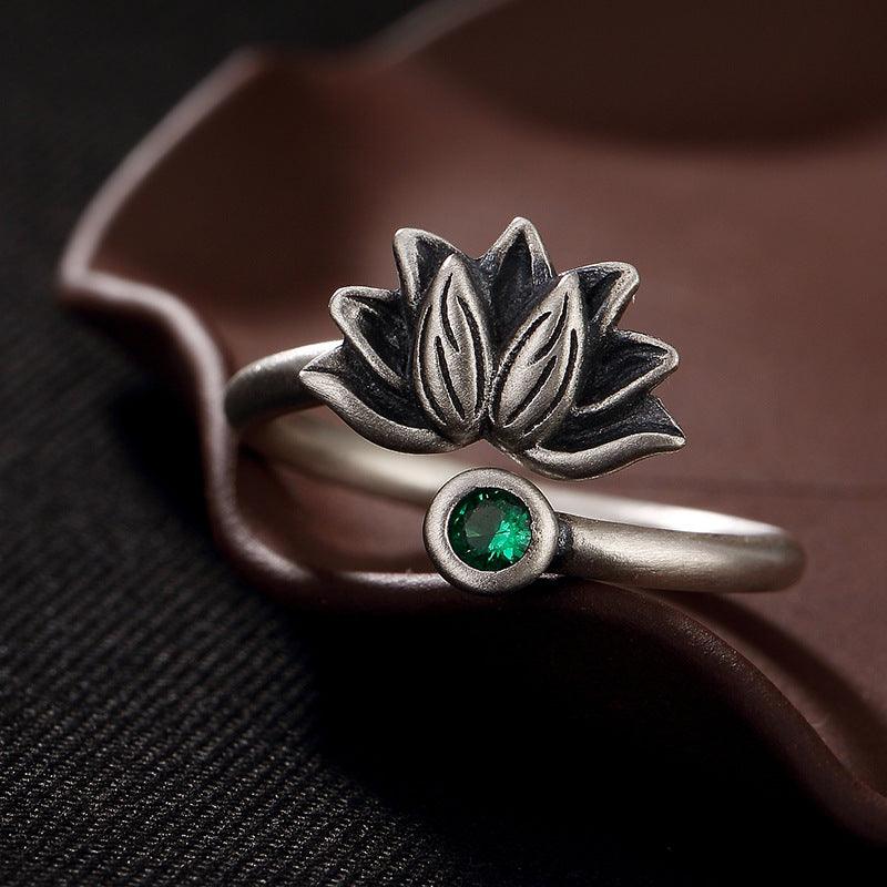 Lotus glazed mosaic opening ring - WOMONA.COM