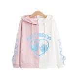 contrast color hooded top - WOMONA.COM