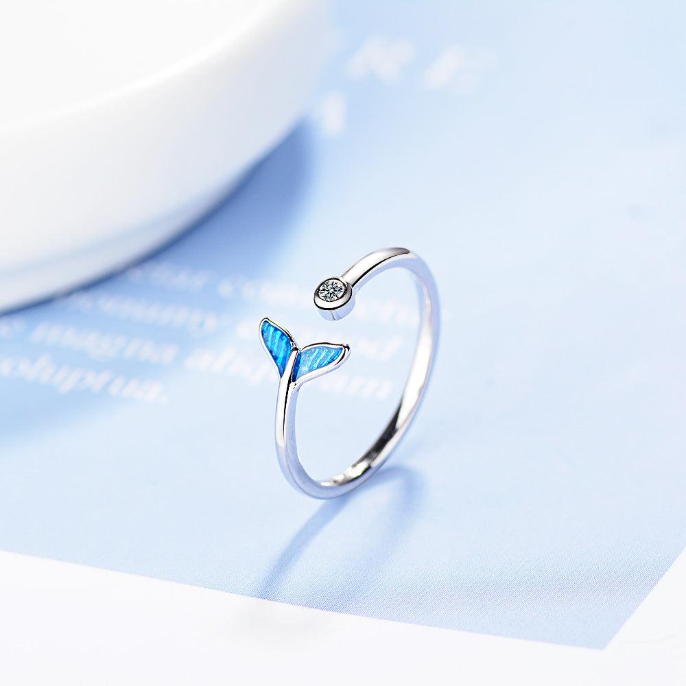 r Blue Mermaid Tail Cuff Ring - WOMONA.COM
