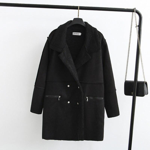 Mid-Length Suede Coat - WOMONA.COM