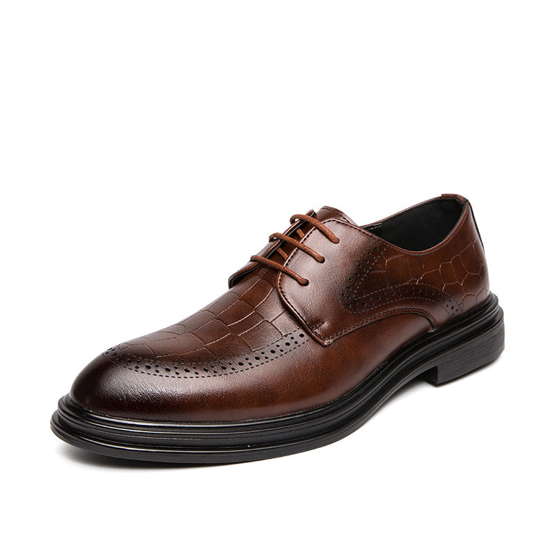 Brown Pointed Toe Formal Leather Shoes - WOMONA.COM