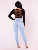 Pack hip pencil jeans blue large size - WOMONA.COM