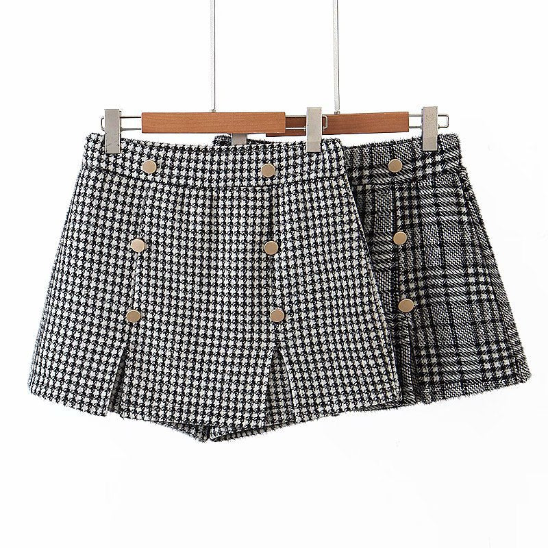 Houndstooth Shorts Skirt Women - WOMONA.COM