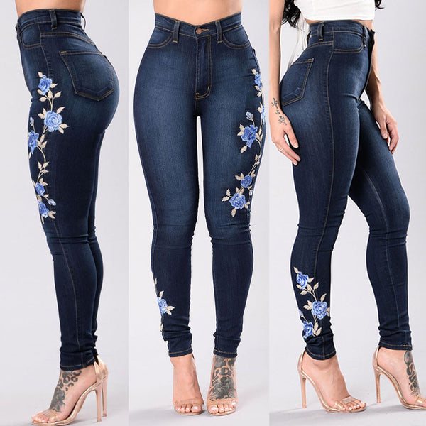 embroidered jeans - WOMONA.COM