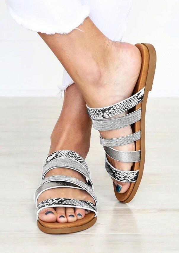 Flat casual open-toed beach sandals - WOMONA.COM