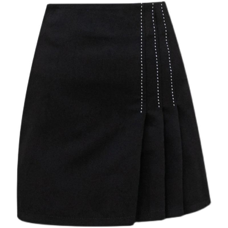 Waist Pleated Short Skirt - WOMONA.COM