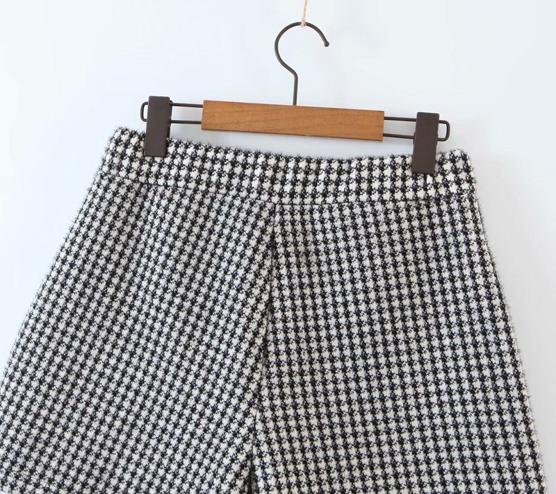 Houndstooth Shorts Skirt Women - WOMONA.COM