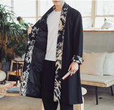 Casual Stitching Printed Linen Cloak - WOMONA.COM