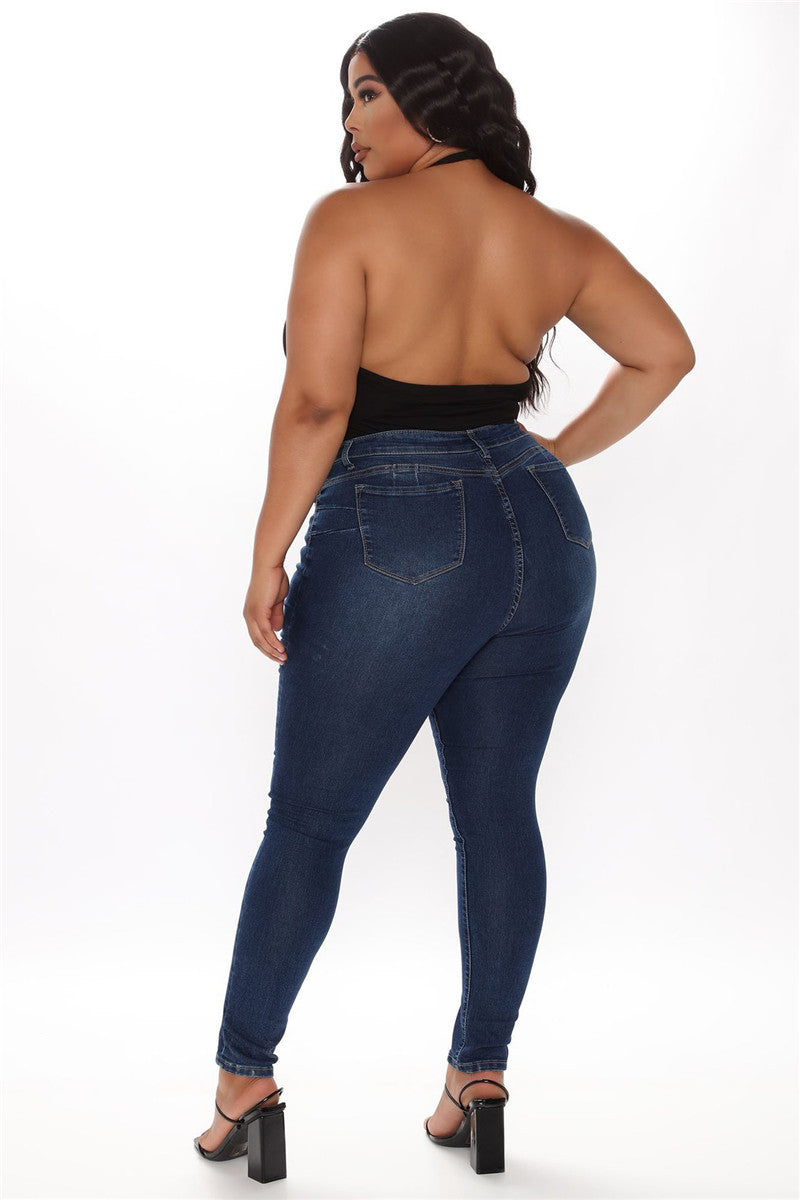 Plus Size Pencil Slim Jeans Stretch Women's - WOMONA.COM