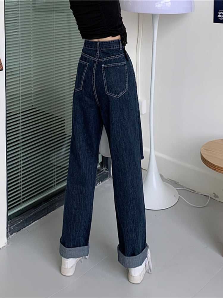 Ladies Ripped Wide Leg Pants - WOMONA.COM