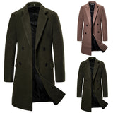 Men's double-breasted woolen trench coat - WOMONA.COM