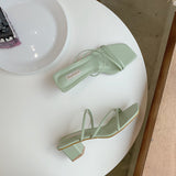 Thin belt thick heel female sandals - WOMONA.COM