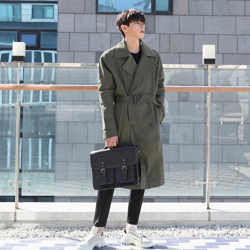 solid color lapel trench coat - WOMONA.COM