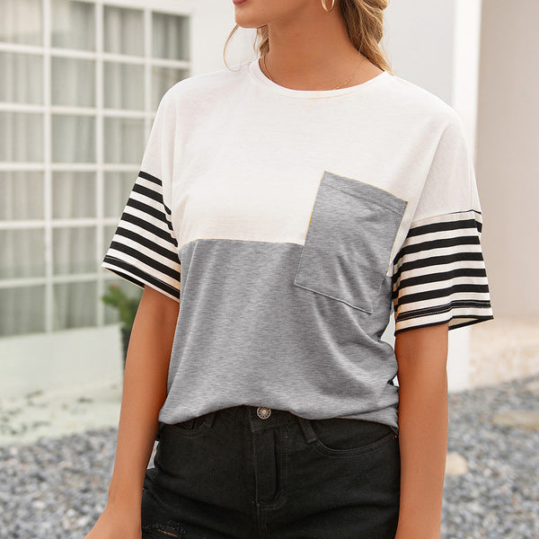 Short Sleeve Loose T-Shirt Top - WOMONA.COM