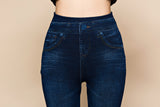 Faux Denim Jeans Leggings - WOMONA.COM