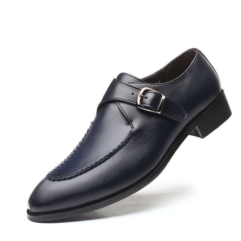 Men's leather toe cap British formal shoes - WOMONA.COM