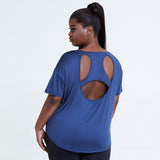 Hollow Printed T-Shirt Sports Plus Size - WOMONA.COM