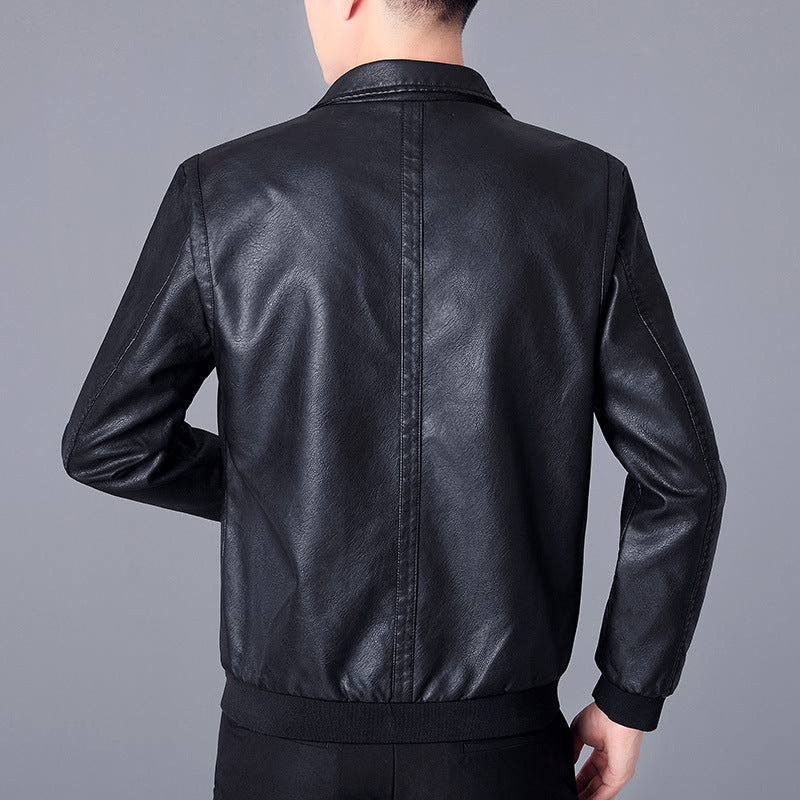 New Style Lapel Leather Jacket Men's - WOMONA.COM