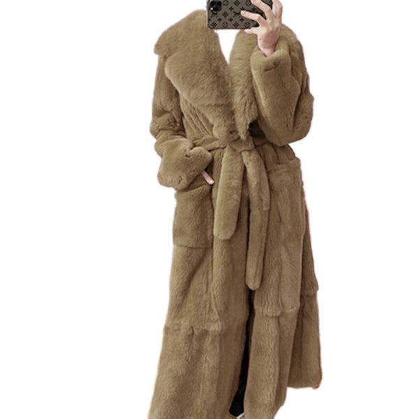 Faux Fur Coat Mid-length Coat - WOMONA.COM