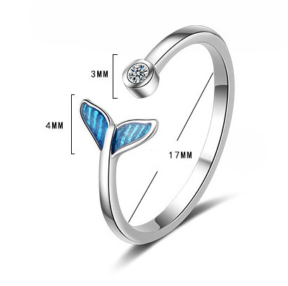 r Blue Mermaid Tail Cuff Ring - WOMONA.COM