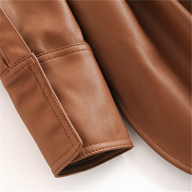 Faux Leather Jacket - WOMONA.COM