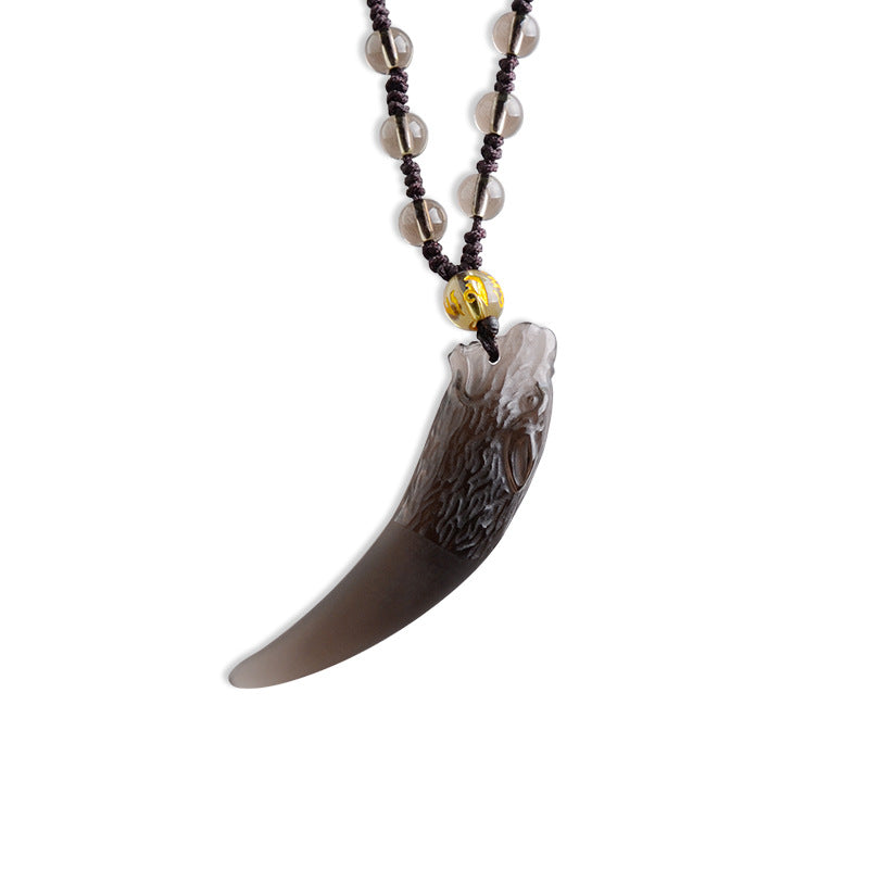 Natural ice black obsidian spike necklace - WOMONA.COM