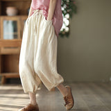 Cotton And Linen Harem Pants Casual Straight Leg Pants - WOMONA.COM