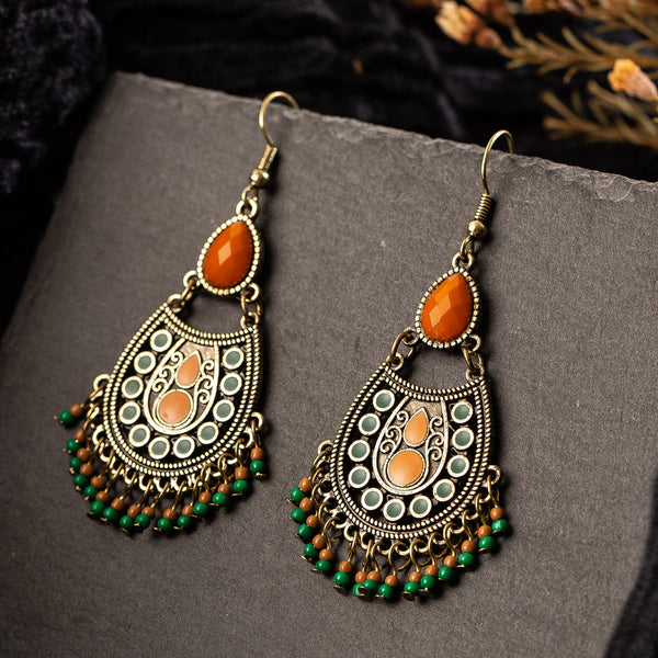 Drop-shaped alloy pendant earrings - WOMONA.COM