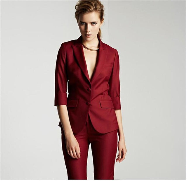 Lady Women Suits Set Spring And Autumn White Peak Lapel - WOMONA.COM