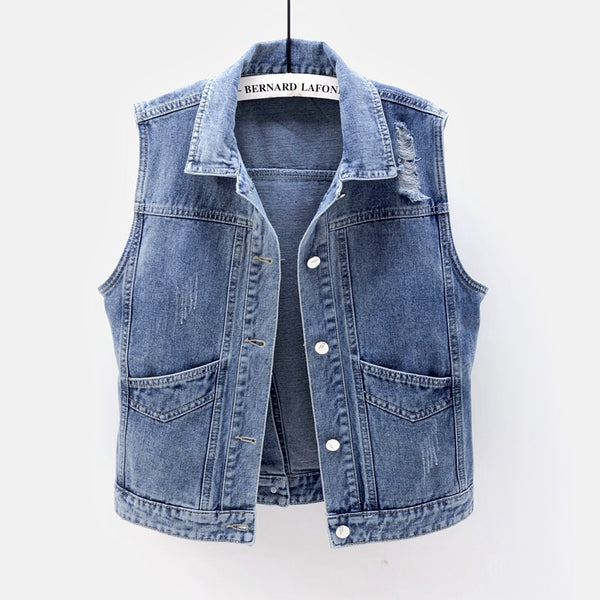 Women's denim vest - WOMONA.COM