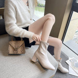 Soft Leather Nude Boots - WOMONA.COM