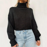 Loose sleeve knitted woolen sweater - WOMONA.COM